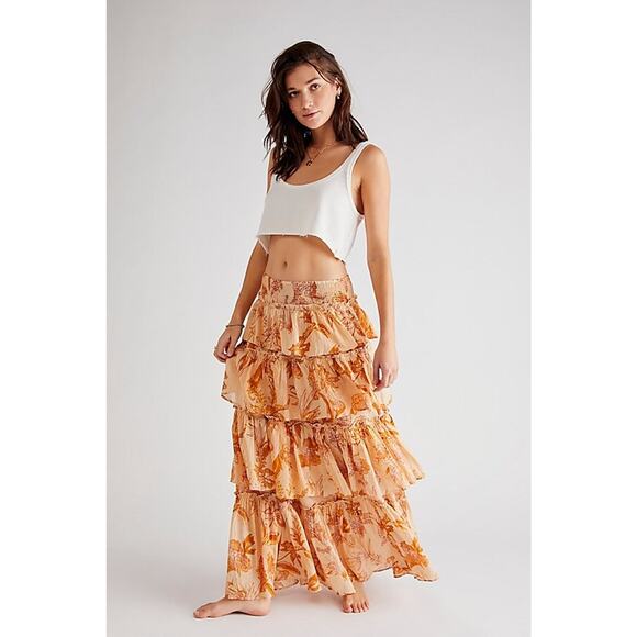 Free People Sawyer Maxi Skirt Printed Medium NEW - Picture 1 of 5